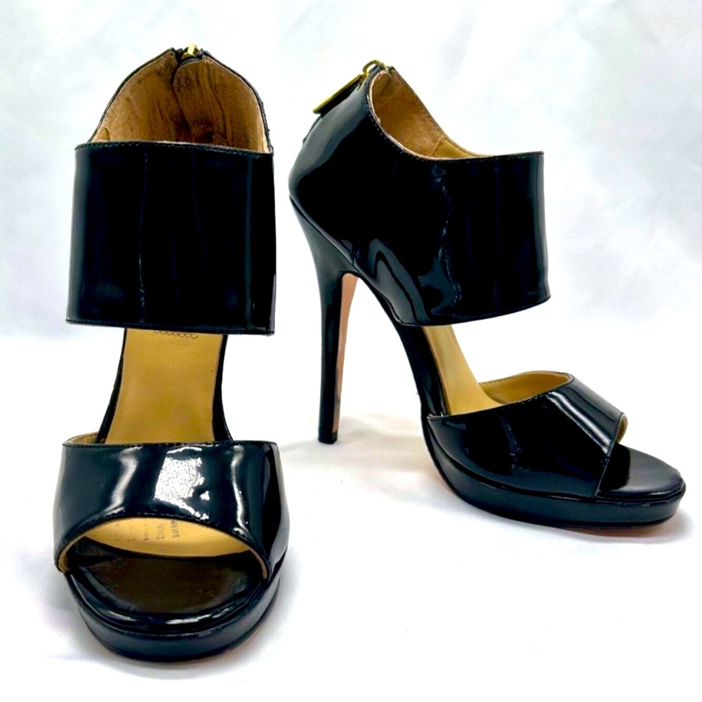 Jimmy Choo Lagoon Patent Leather open toe stilettos sz 38/7.5-8
